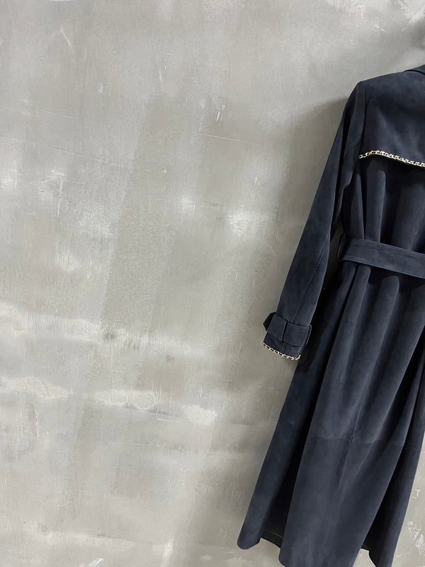 CC 25 Chain Trench Coat Blend Black Cashmere