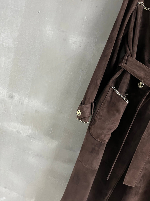 CC 25 Chain Trench Coat Blend Chocolate Brown Cashmere