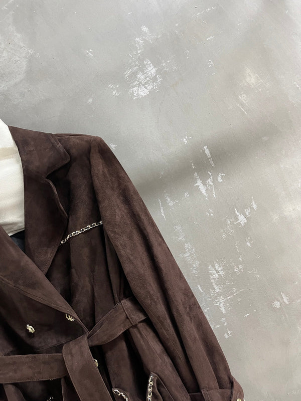 CC 25 Chain Trench Coat Blend Chocolate Brown Cashmere