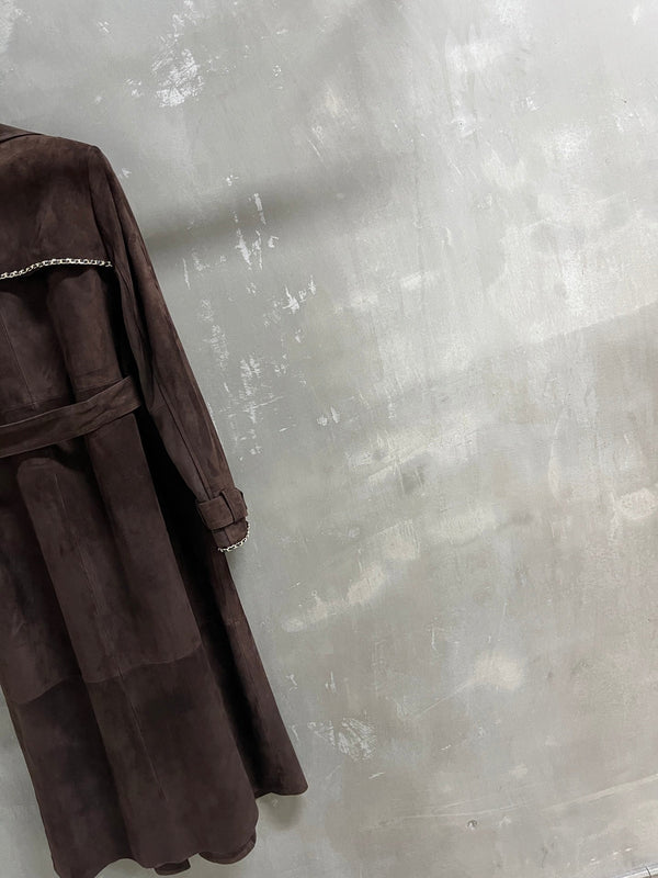 CC 25 Chain Trench Coat Blend Chocolate Brown Cashmere