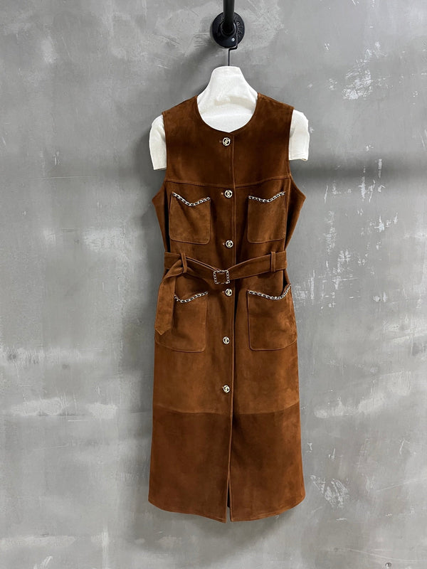 CC 25 Chain Trench Vest Coat Blend Tan Cashmere