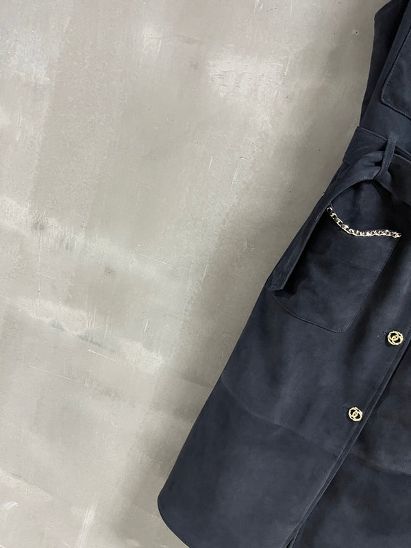 CC 25 Chain Trench Vest Coat Blend Black Cashmere