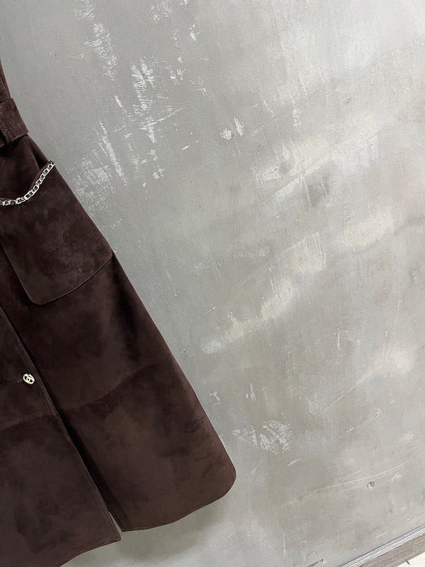 CC 25 Chain Trench Vest Coat Blend Chocolate Brown Cashmere