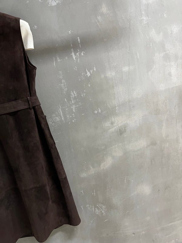 CC 25 Chain Trench Vest Coat Blend Chocolate Brown Cashmere