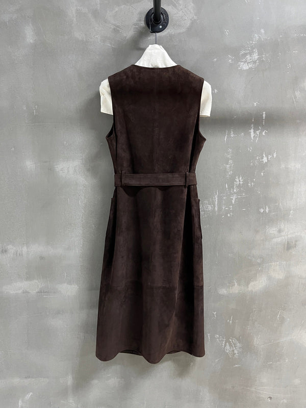 CC 25 Chain Trench Vest Coat Blend Chocolate Brown Cashmere