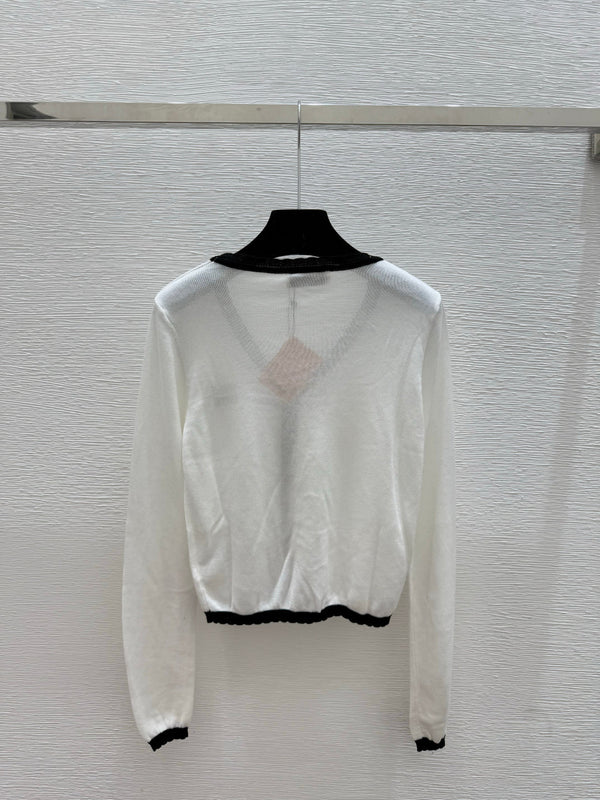 Miumiu Contrast Color Simple Knit Wool Suspender Two-Piece Set