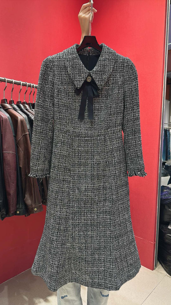CC 110cm Long Dress Gray Tweed