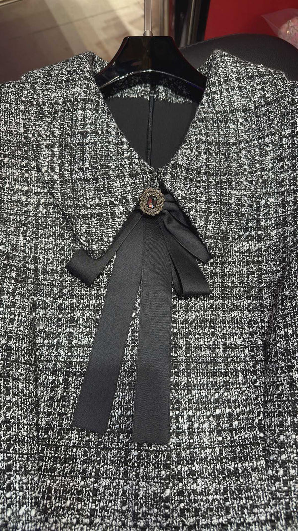 CC 110cm Long Dress Gray Tweed