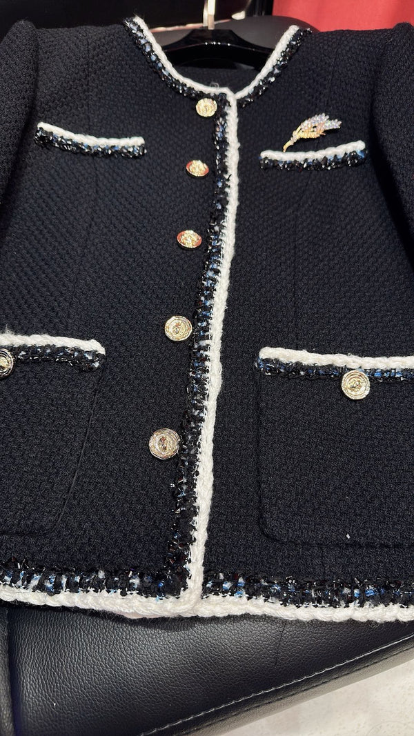 CC 25SS Classic Fragrance Style Jacket Black Wool