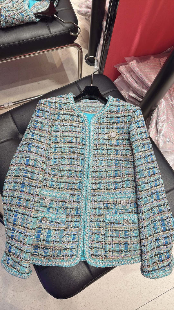 CC 25 Gold Yarn Woven Woolen Blue Coat