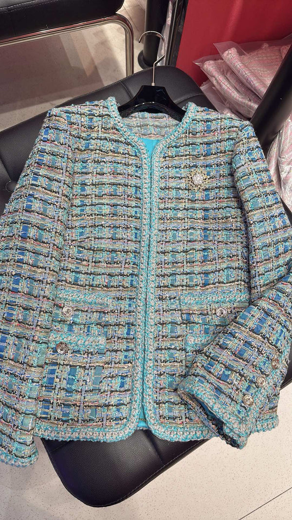 CC 25 Gold Yarn Woven Woolen Blue Coat