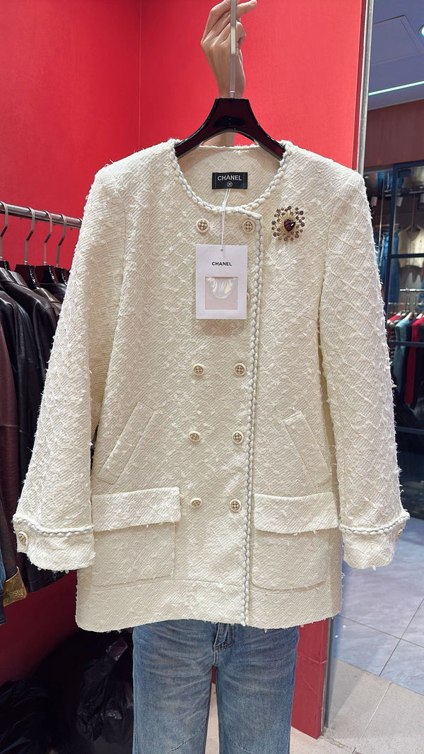 CC 25 Medium Length Coat White Cotton