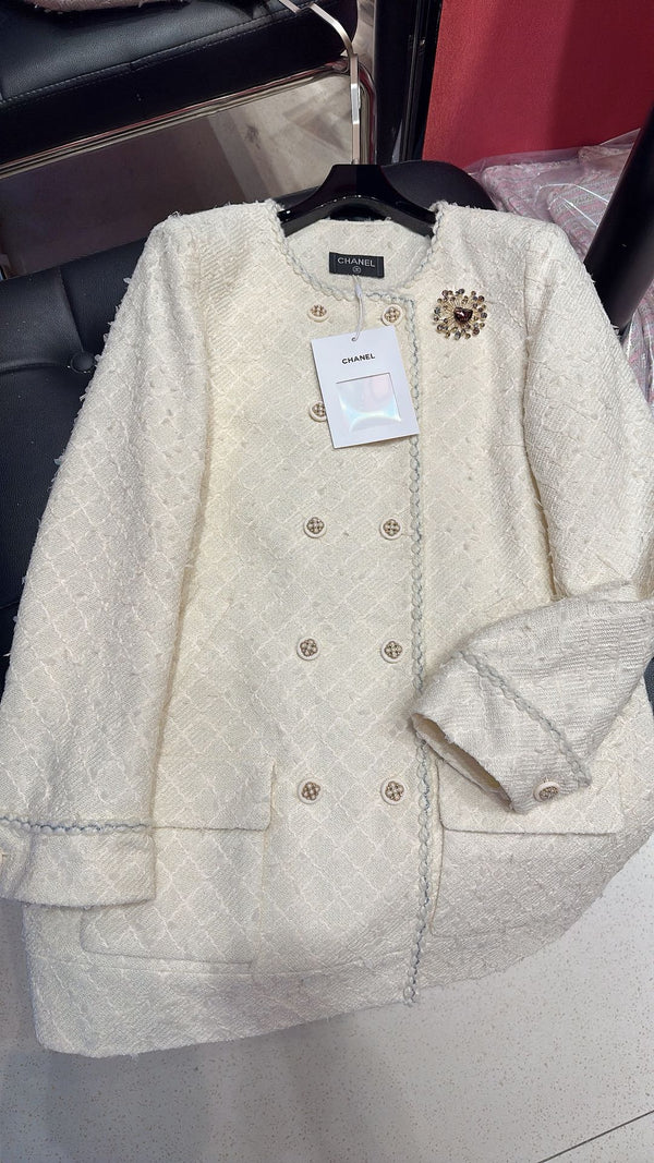 CC 25 Medium Length Coat White Cotton