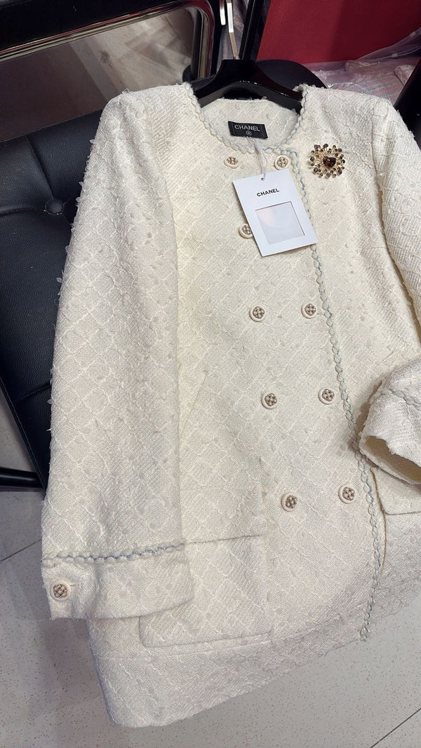CC 25 Medium Length Coat White Cotton