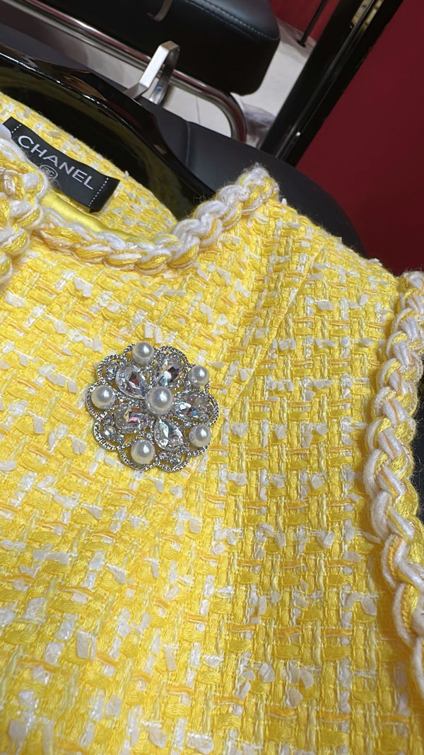 CC Sleeveless Vest Short Jacket Yellow Cotton