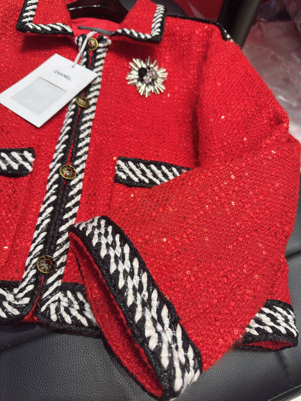 CC 25Ss Suit Jacket and Skirt Red Cotton