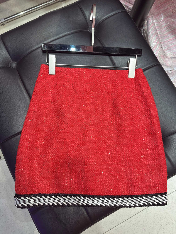 CC 25Ss Suit Jacket and Skirt Red Cotton