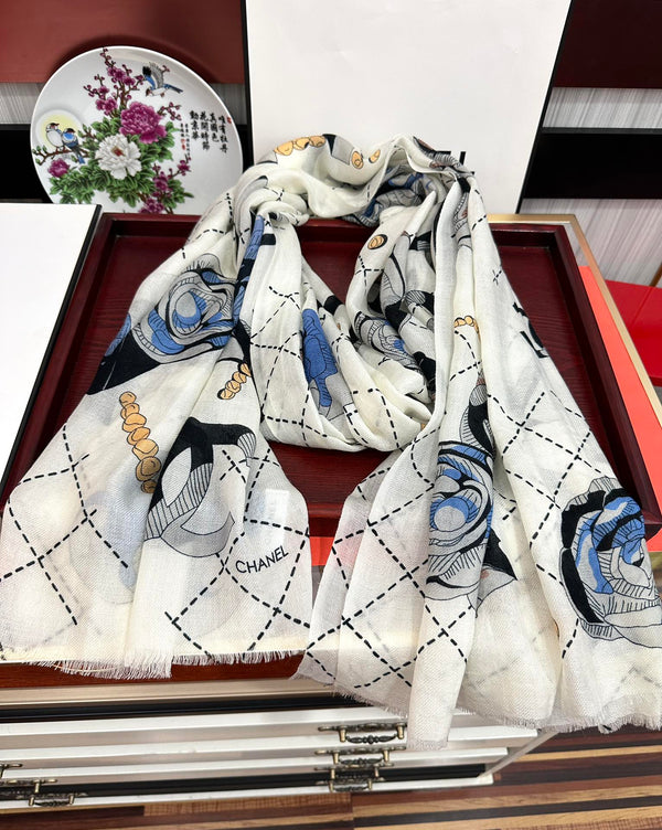 CC Floral Double C Cashmere Long Scarf 828807
