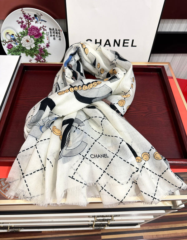 CC Floral Double C Cashmere Long Scarf 828807