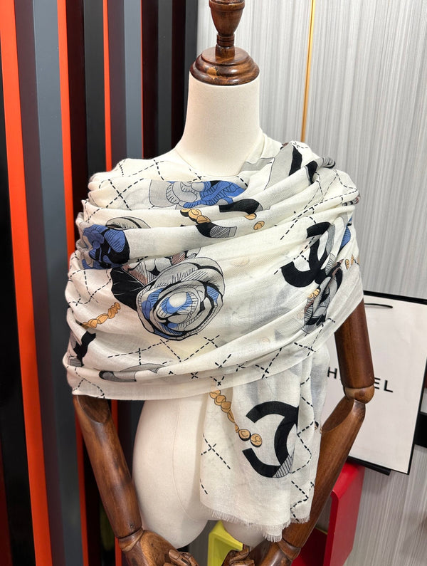 CC Floral Double C Cashmere Long Scarf 828807