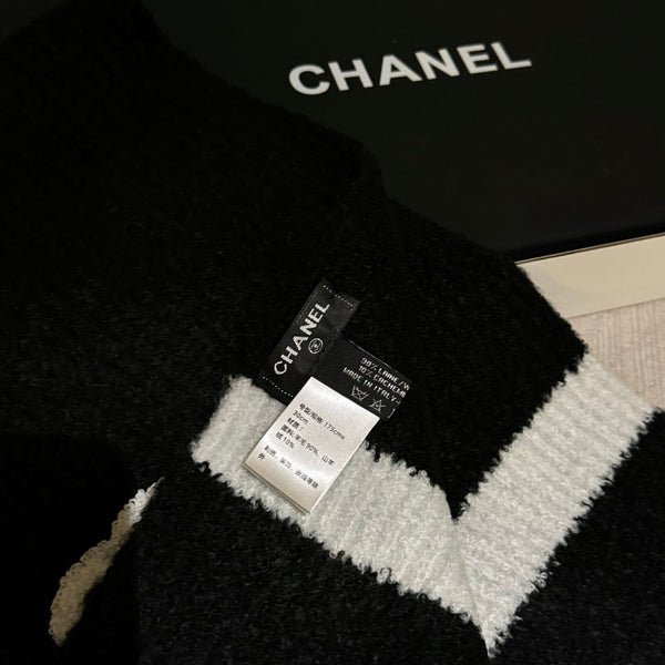 CC Knitted Long Scarf 170cm Black Cashmere 828767