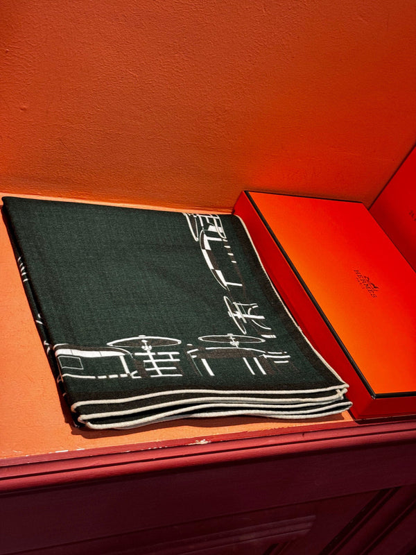 HM Double-Sided Square Scarf 140cm Dark Green Cashmere 828712