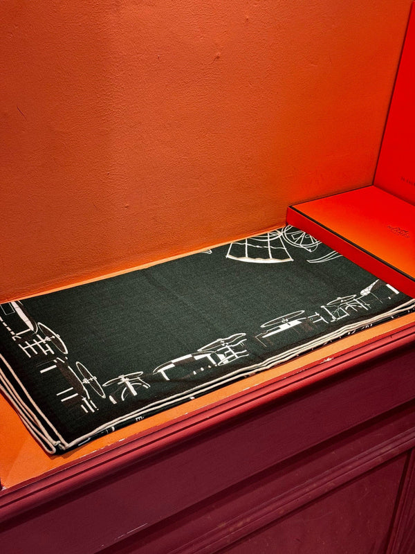 HM Double-Sided Square Scarf 140cm Dark Green Cashmere 828712