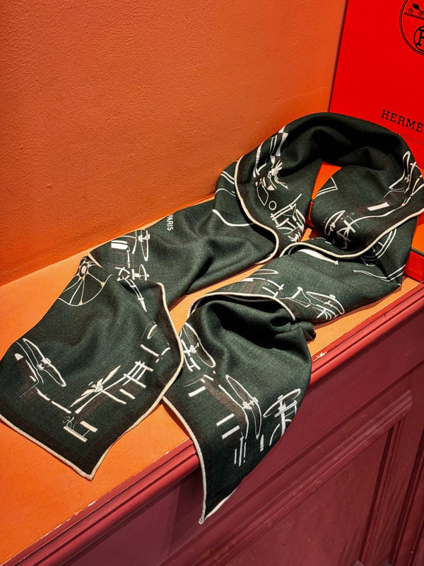 HM Double-Sided Square Scarf 140cm Dark Green Cashmere 828712