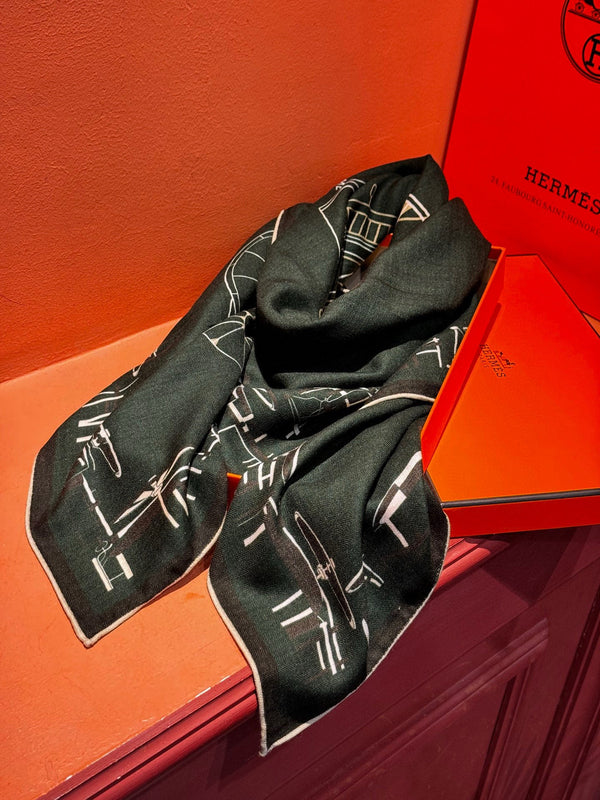 HM Double-Sided Square Scarf 140cm Dark Green Cashmere 828712