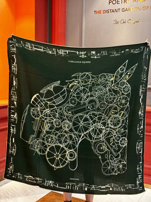 HM Double-Sided Square Scarf 140cm Dark Green Cashmere 828712