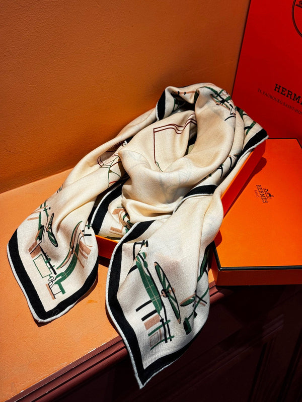 HM Double-Sided Square Scarf 140cm White Cashmere 828711