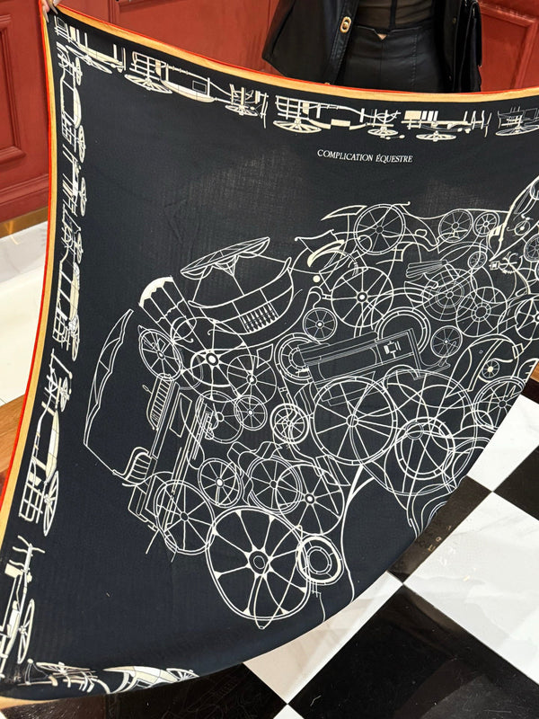 Sciarpa quadrata double-face HM 140 cm Cashmere nero 828710