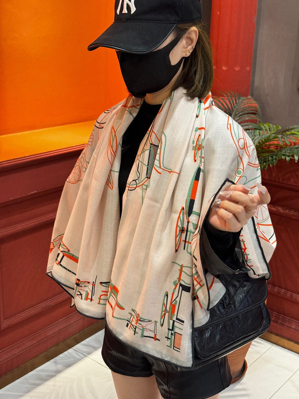 HM Double-Sided Square Scarf 140cm White Cashmere 828709