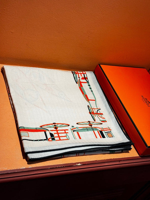 HM Double-Sided Square Scarf 140cm White Cashmere 828709