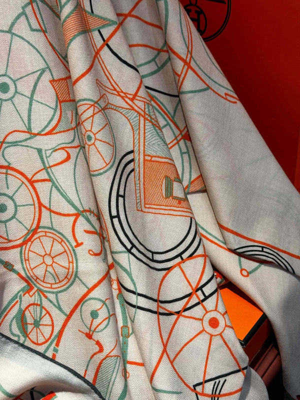 HM Double-Sided Square Scarf 140cm White Cashmere 828709