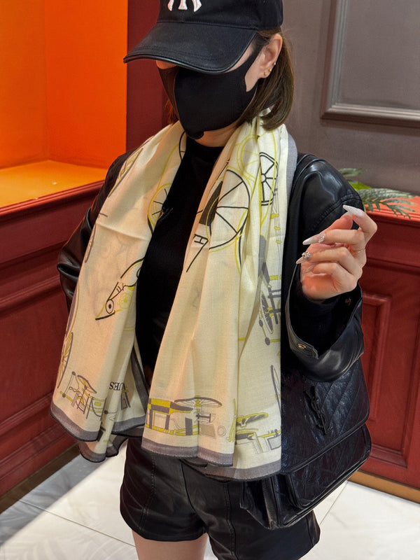 HM Double-Sided Square Scarf 140cm White Cashmere 828708