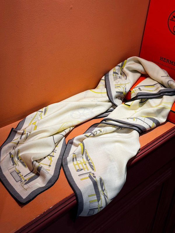 HM Double-Sided Square Scarf 140cm White Cashmere 828708