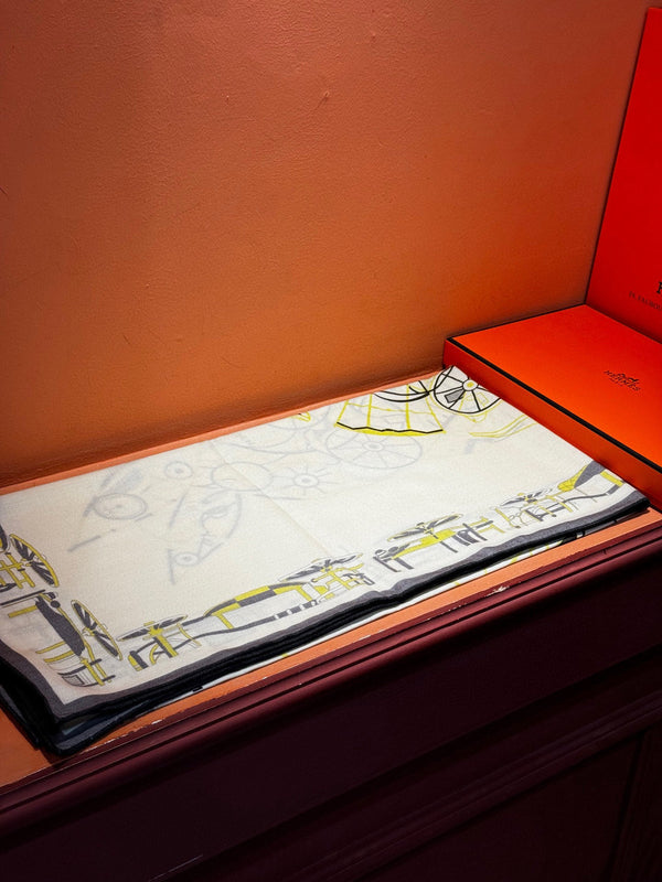 HM Double-Sided Square Scarf 140cm White Cashmere 828708