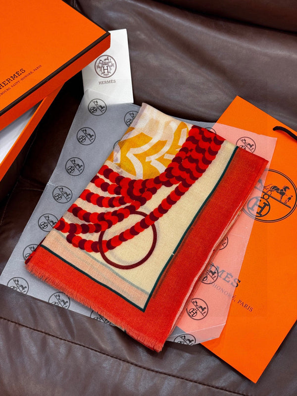 Sciarpa lunga HM Saddle 200 cm in cashmere arancione 828666