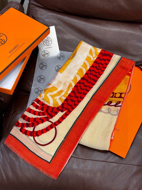 Sciarpa lunga HM Saddle 200 cm in cashmere arancione 828666