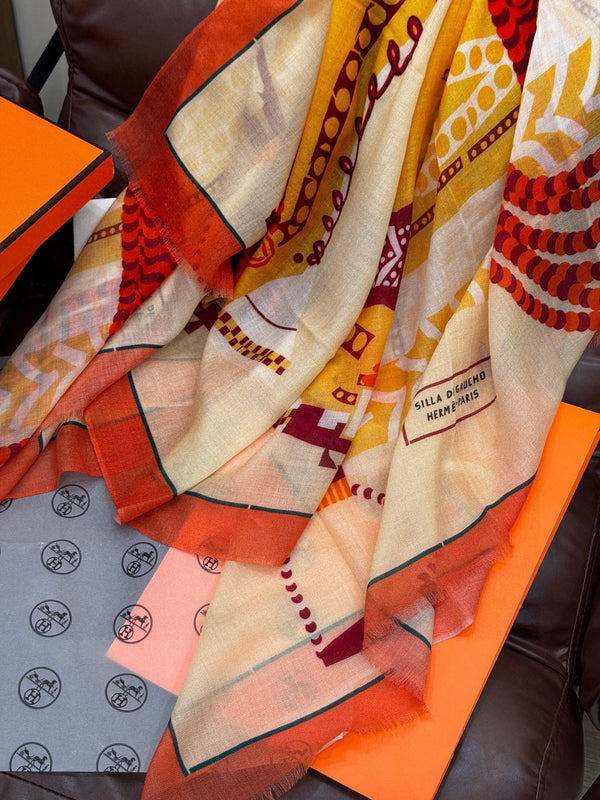 Sciarpa lunga HM Saddle 200 cm in cashmere arancione 828666