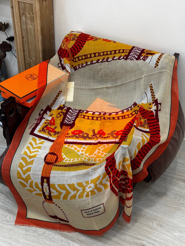 Sciarpa lunga HM Saddle 200 cm in cashmere arancione 828666