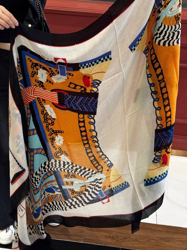 HM Saddle Long Scarf 200cm Black Cashmere 828665