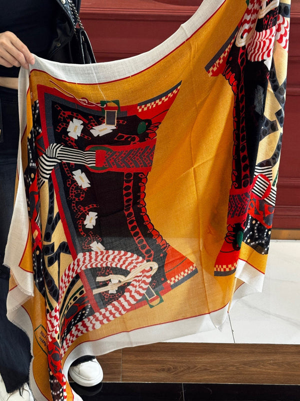 HM Saddle Long Scarf 200cm Orange Cashmere 828664