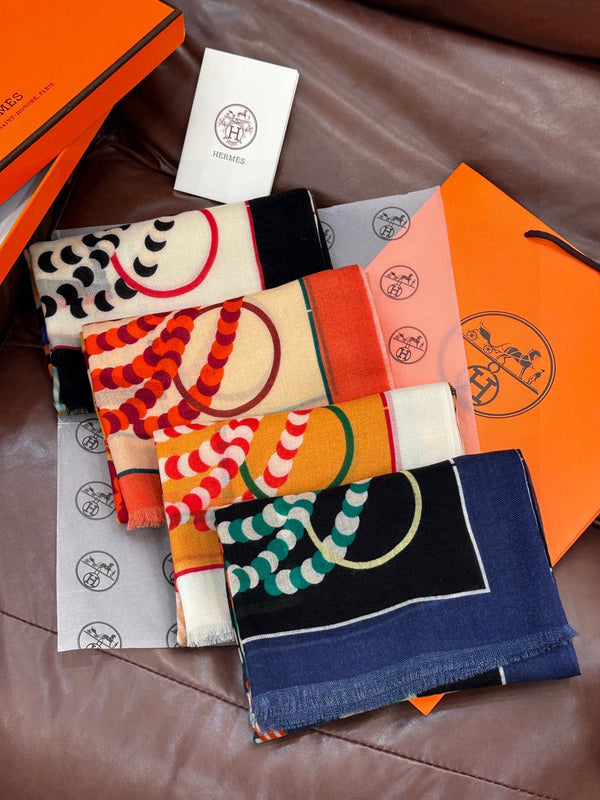 HM Saddle Long Scarf 200cm Orange Cashmere 828664