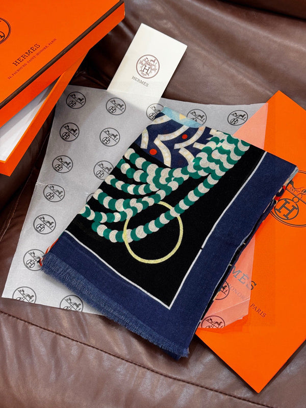 Sciarpa lunga HM Saddle 200 cm Cashmere blu 828663