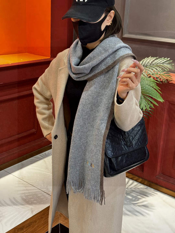 HM Knitted Long Scarf 180cm Gray Cashmere 828646