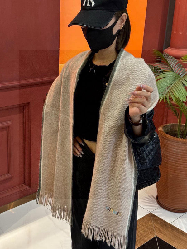 Sciarpa lunga lavorata a maglia HM 180 cm Cashmere grigio 828645