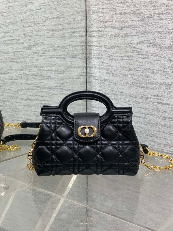 CD Jolie Top Handle Mini Chain Bag 19cm Black Cowhide