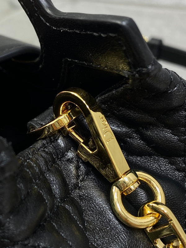 CD Jolie Top Handle Mini Chain Bag 19cm Black Cowhide